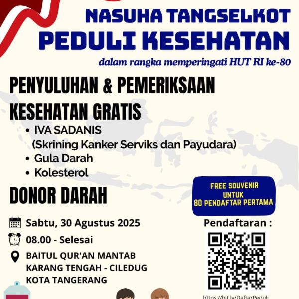 Nasuha Tangselkot Peduli Kesehatan, Sabtu 30 Agustus 2025