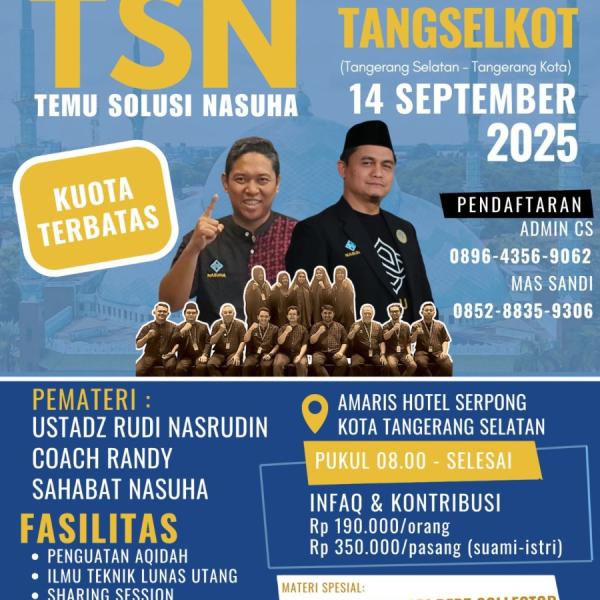 Temu Solusi Nasuha Tangerang, Ahad (Minggu) 14 September 2025