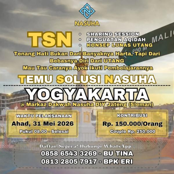 Temu Solusi Nasuha (TSN) Yogyakarta, Minggu 31 Mei 2026