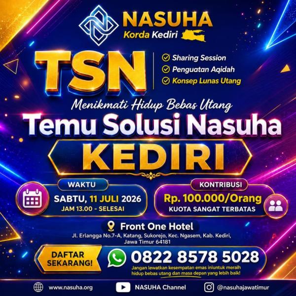 Temu Solusi Nasuha (TSN) Kediri, Sabtu 11 Juli 2026